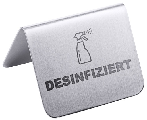 [CTO-1053/004] Schild Desinfiziert aus Edelstahl