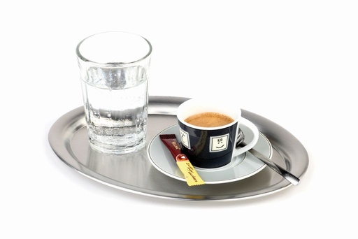 [APS-30111] Serviertabletts APS 'Kaffeehaus' oval aus Edelstahl matt poliert