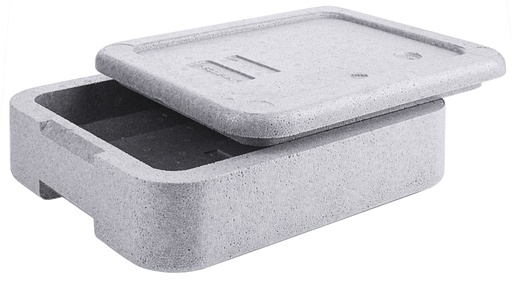 Thermobox für Menüschalen aus grauem EPS